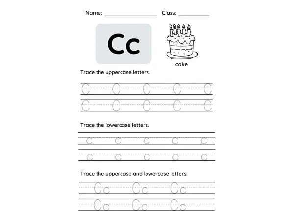 Letter C tracing worksheet