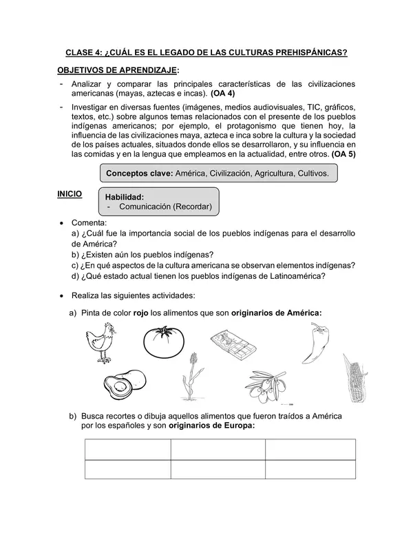 Legado de las culturas prehispánicas (guía de aprendizaje)