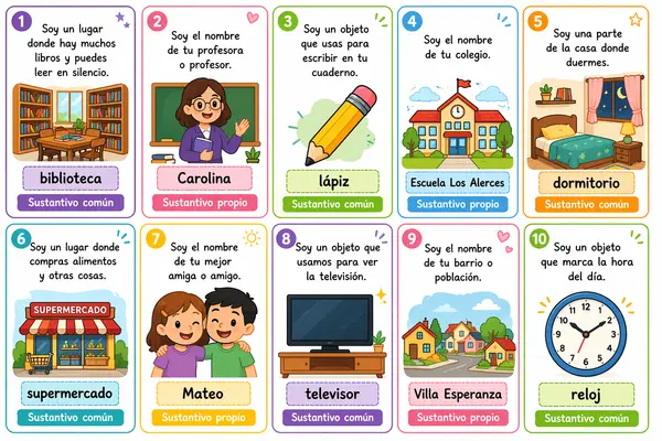 Tarjetas sustantivos propios y comunes