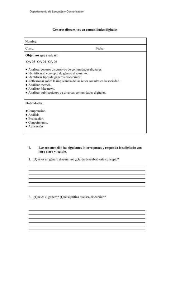 Guía de análisis genero discursivo: características y clasificación