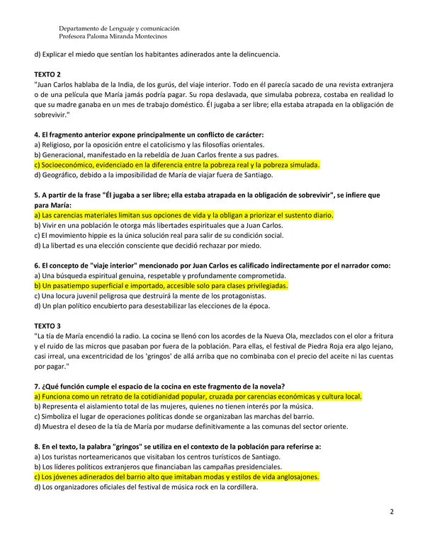 Evaluación "Palomita Blanca" 2do medio