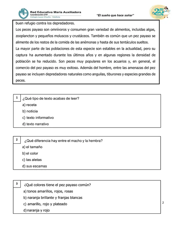 Texto informativo- Comprensión lectora