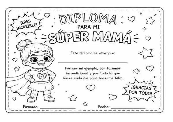 DIPLOMAS DÍA DE LA MADRE PARA DECORAR 