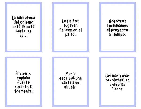 Juego de cartas - Carta palabra - Sujeto y predicado