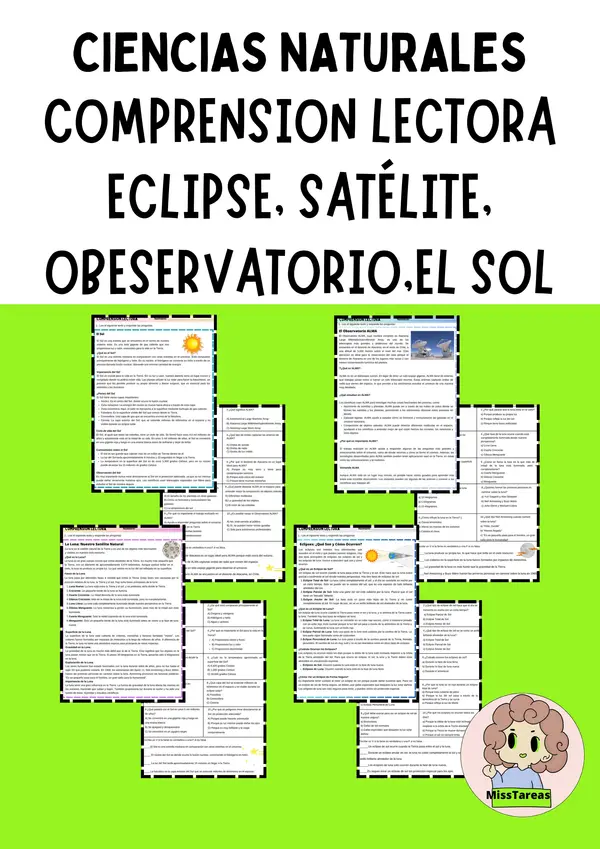 Comprensión Lectora: El Universo - Eclipses, Luna, ALMA y Sol Ciencias Naturales