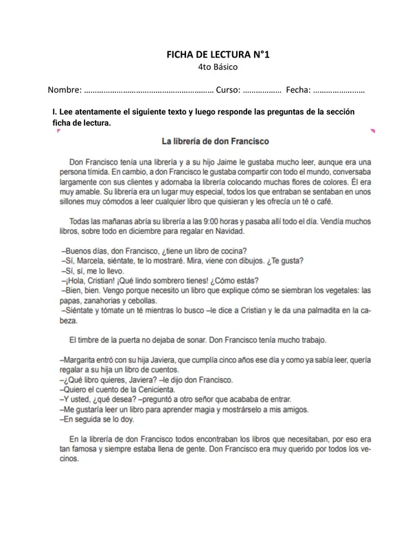 SIMCE- Comprensión lectora 4to (2 fichas)