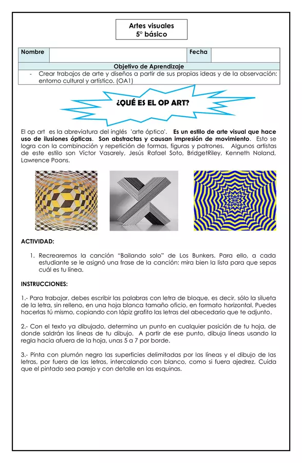 Artes visuales - Op Art - 5° básico
