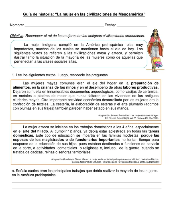 Guía "La mujer en las civilizaciones de Mesoamérica"