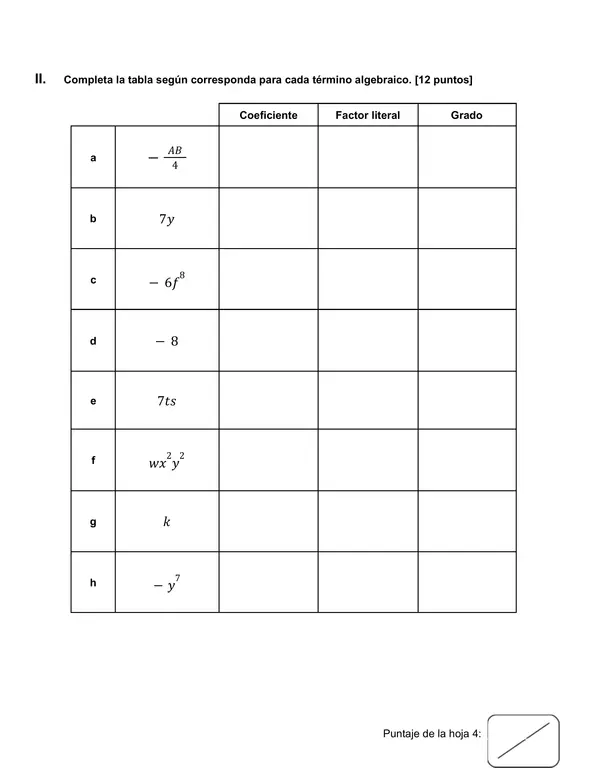 Expresiones algebraicas