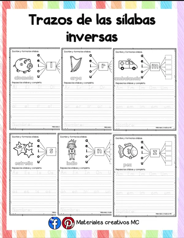 TRAZOS DE SÍLABAS INVERSAS