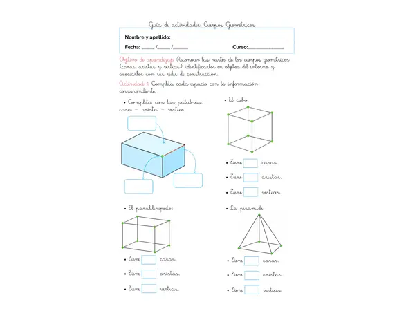 Guía de actividades: Cuerpos Geométricos y Redes de Construcción