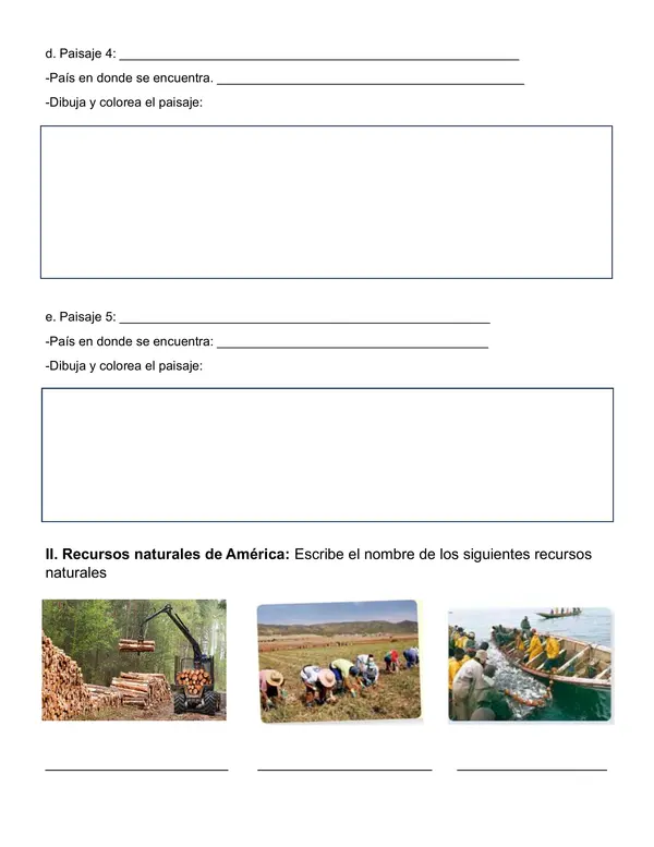 Guía de historia "Paisajes y recursos naturales de América" 4°año