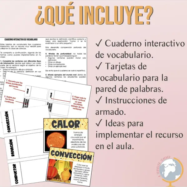 Transferencia de energía calorífica Cuaderno interactivo de vocabulario