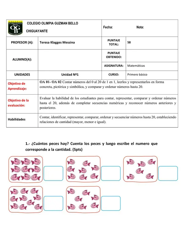 Prueba de matemáticas 