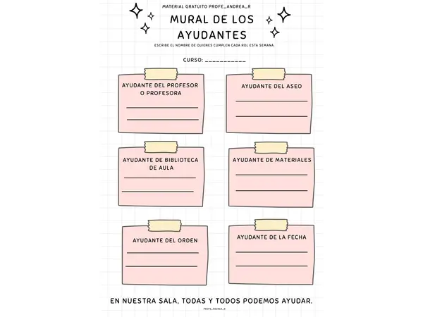 Mural de los ayudantes de la sala – material gratuito