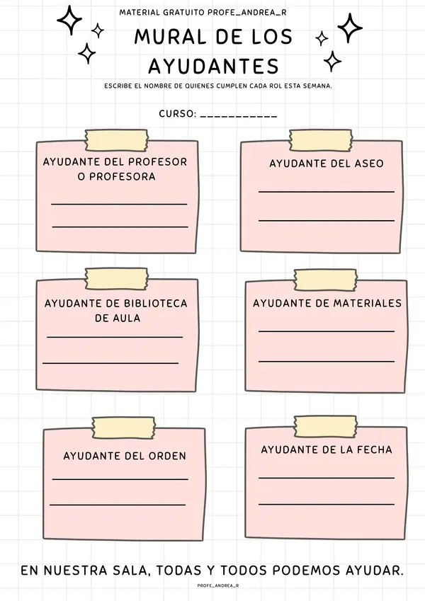 Mural de los ayudantes de la sala – material gratuito