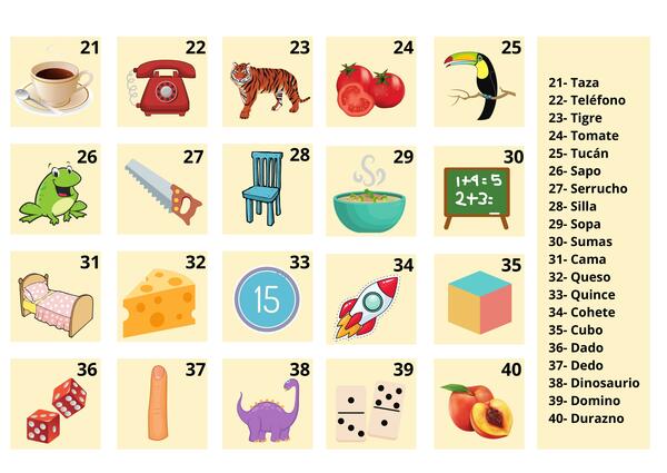 Fichas visuales para la lectura y formación de palabras