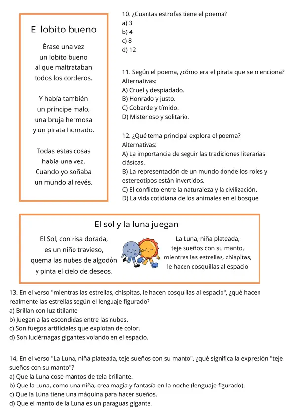 Comprensión Lectora: Poemas