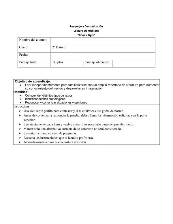 Prueba Boni y Tigre