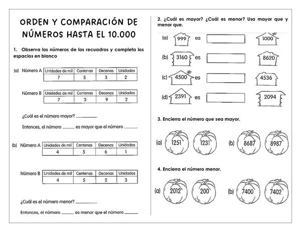 Guía de trabajo - Orden y comparación de n° hasta el 10.000
