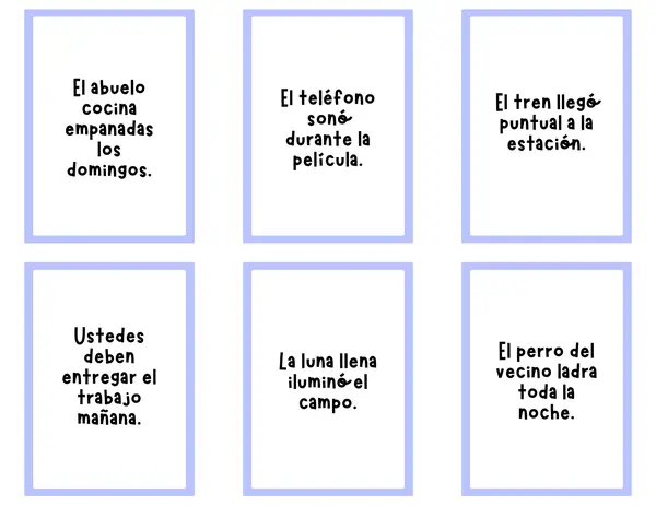 Juego de cartas - Carta palabra - Sujeto y predicado