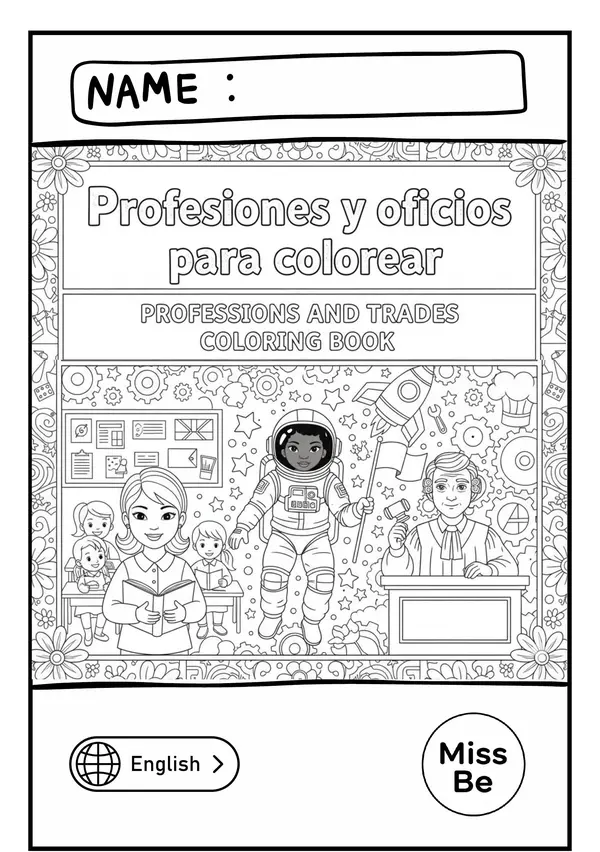 Profesiones y Oficios. Coloring Book español-inglés