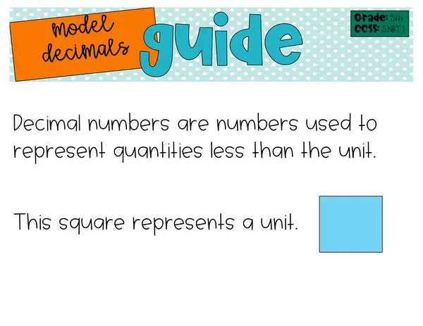 Model decimals explanation and task Cards 