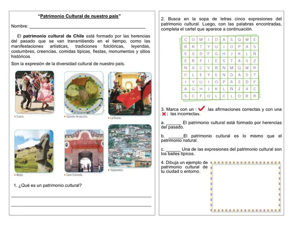 Guía de historia 2° año "Patrimonio cultural de Chile"