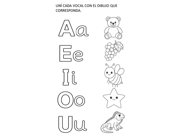 UNÍ CADA VOCAL CON EL DIBUJO QUE CORRESPONDA