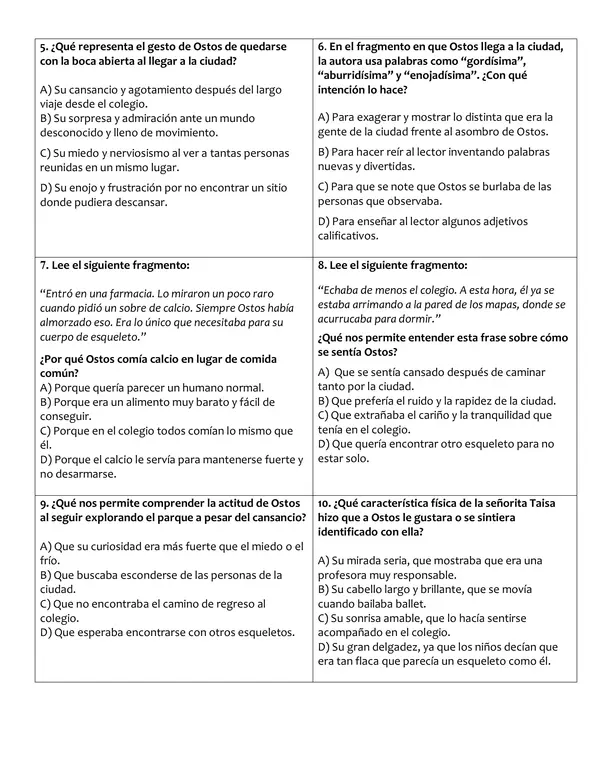 Prueba lectura complementaria "Un esqueleto en vacaciones" 