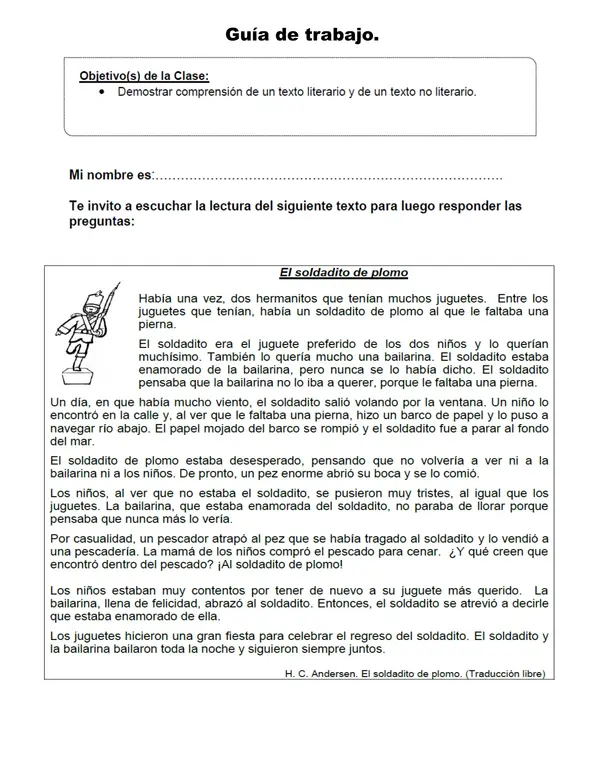 Guía comprensión lectora 