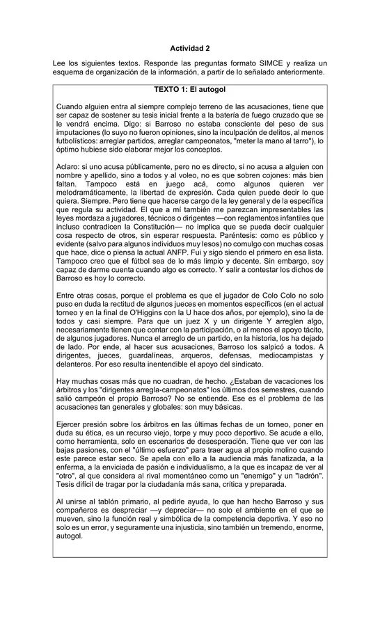 7mo/8vo: Distinguir idea principal, secundaria y detalles - Preguntas tipo SIMCE
