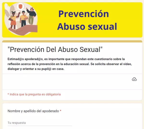 Formulario prevención abuso sexual