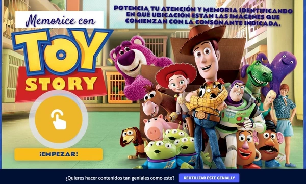 Juego para identificar consonantes: memorice Toy Story-1ero básico