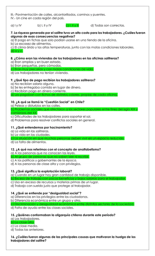 Prueba Historia 6° - Auge del salitre y sistema político y social en Chile siglo XIX