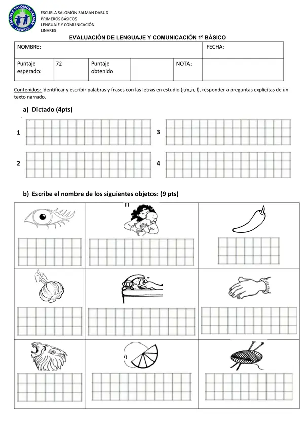 Evaluación lenguaje 