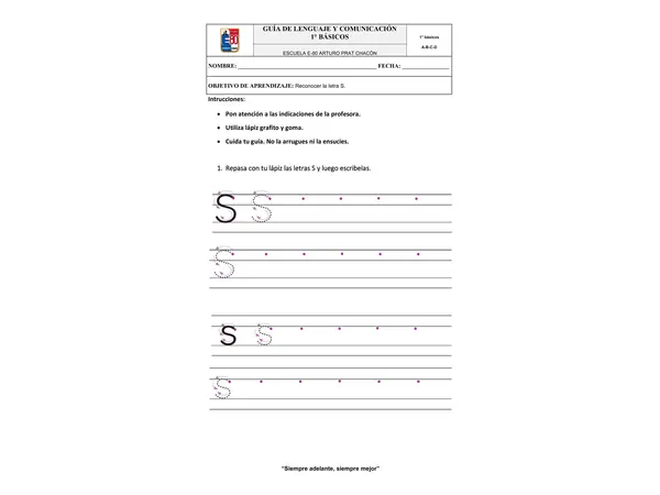 Guía letra S primero básico