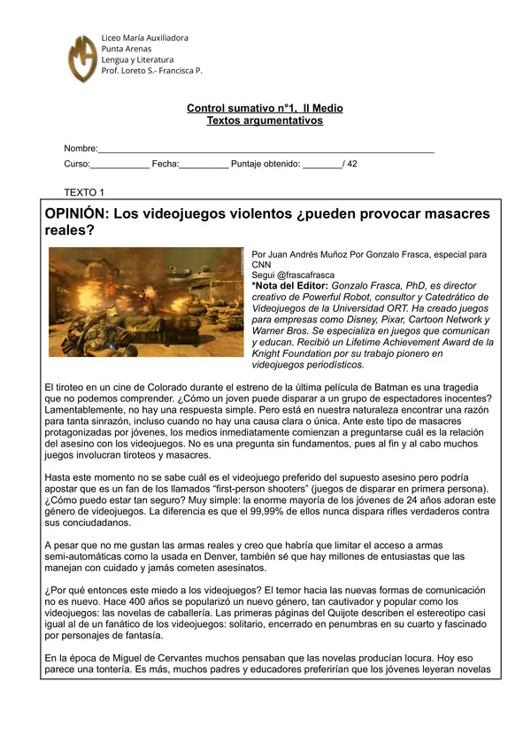 Control textos argumentativos