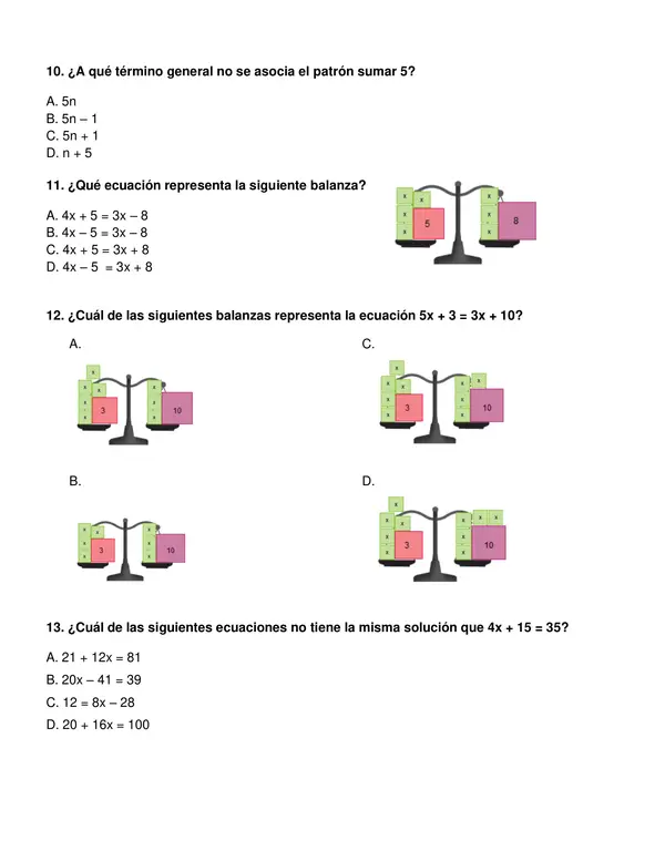 Prueba  6° año básico "álgebra"