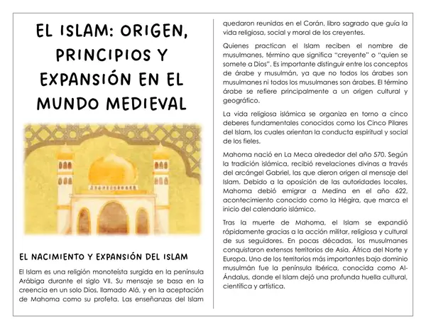 Guía de trabajo - El Islam: origen, principios y expansión