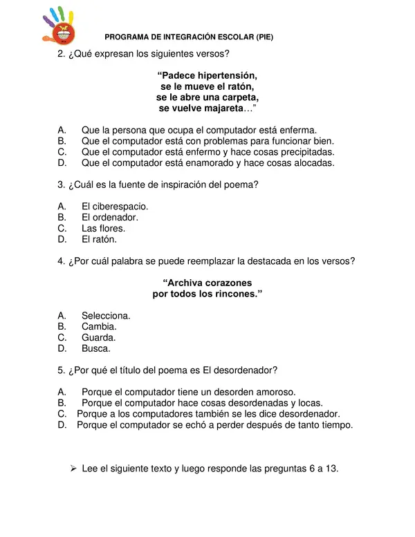 Evaluación final 3° básico LENGUAJE