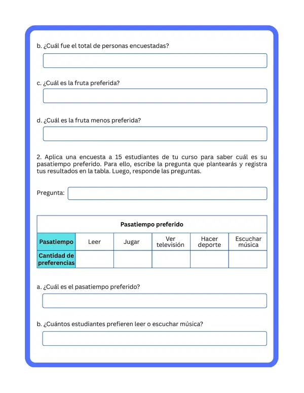 3° básico - Cuadernillo: "Encuestas, tablas y gráficos y juegos aleatorios"