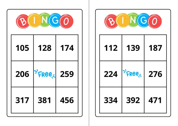 Bingo de números del 100 al 500