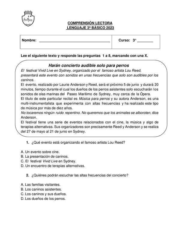 Comprensión lectora "La noticia"