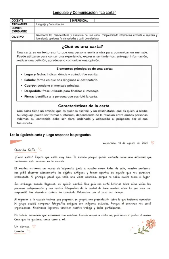 Guia de "La carta" 