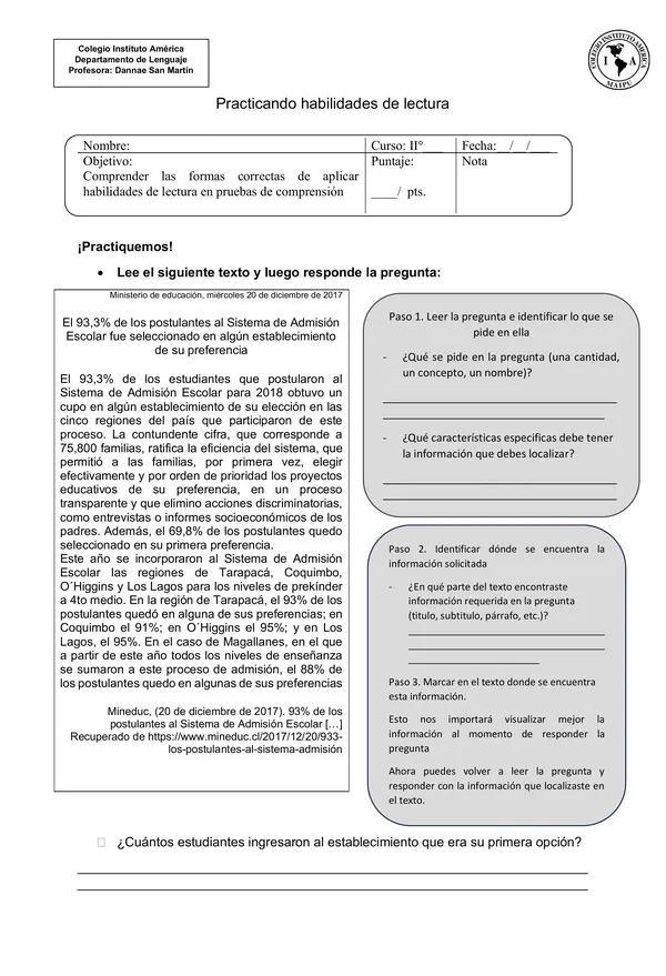 Guía de comprensión lectora