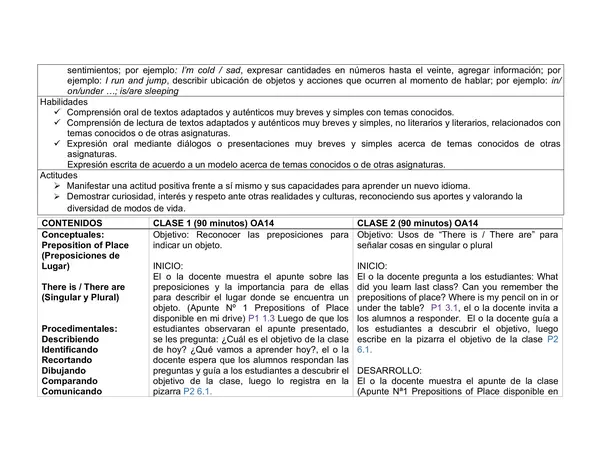 Planificación Clase a Clase: Junio | Inglés Segundo Básico
