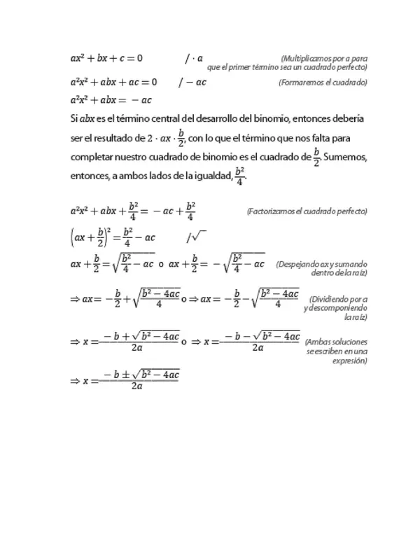 formula para ecuacion de segundo grado, Tercero Medio, matematicas