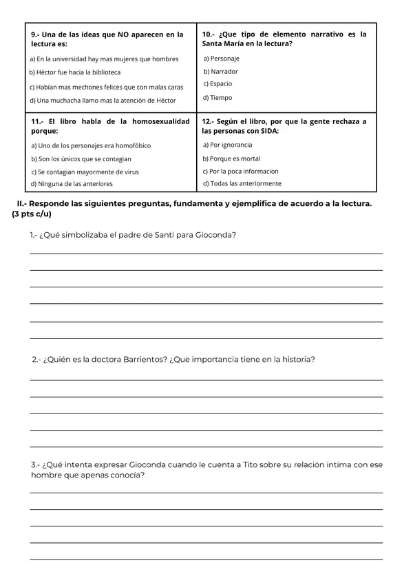 Prueba control de lectura " Donde vuelan los cóndores" 