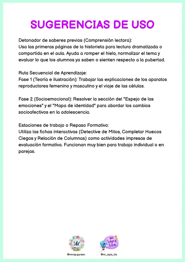 Unidad Didáctica: Aparato Reproductor Masculino y Femenino, Pubertad y Ciclo Men